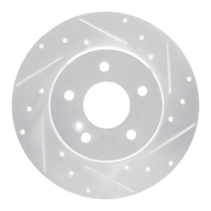 Mercedes-Benz C240 Brake Rotor (1) - Rear Right - R1 Concepts - Drilled & Slotted - Silver - `94-`11